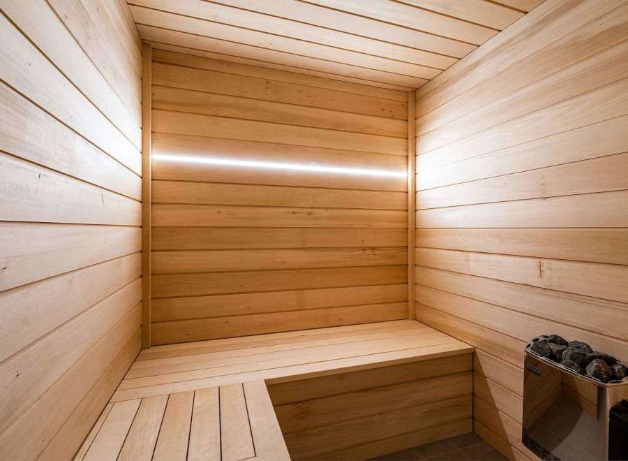 Step into relaxation with this stunning sauna.