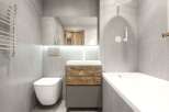 Modern bathroom design featuring a sleek, minimalist aesthetic.