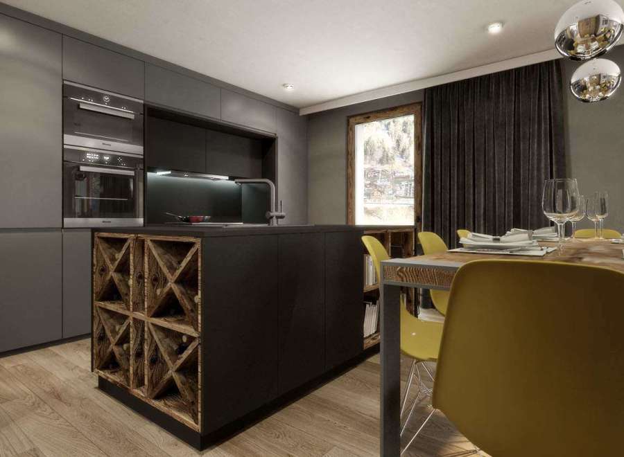 This stunning kitchen boasts modern design with sleek cabinetry and a functional island.