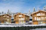 Discover the charm of these stunning wooden chalets nestled in a winter wonderland.
