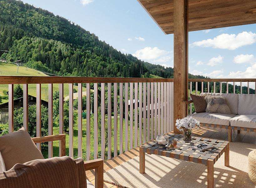 Enjoy breathtaking mountain views from this stunning balcony.