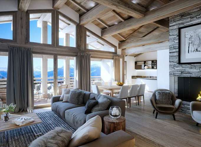 Experience luxury living in this stunning chalet with breathtaking mountain views.