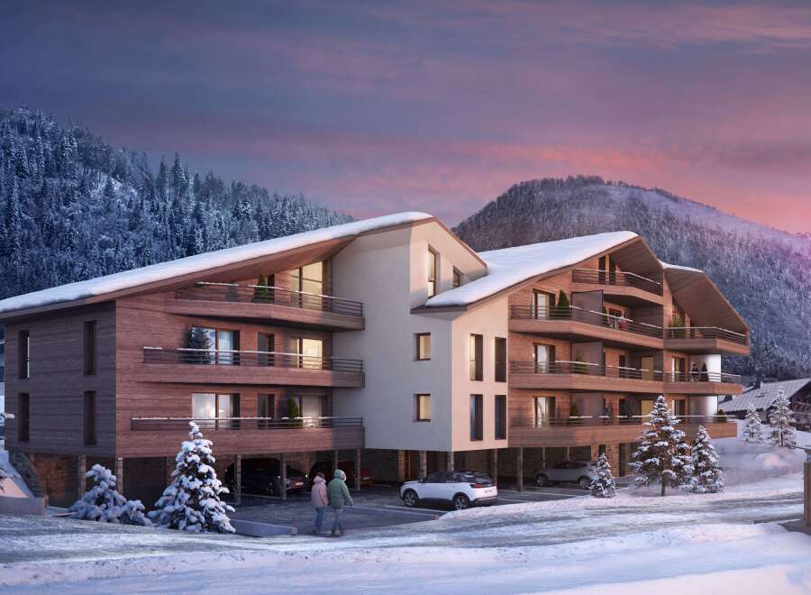 Experience luxurious mountain living in this stunning modern chalet, nestled amidst snow-covered pines and majestic peaks.