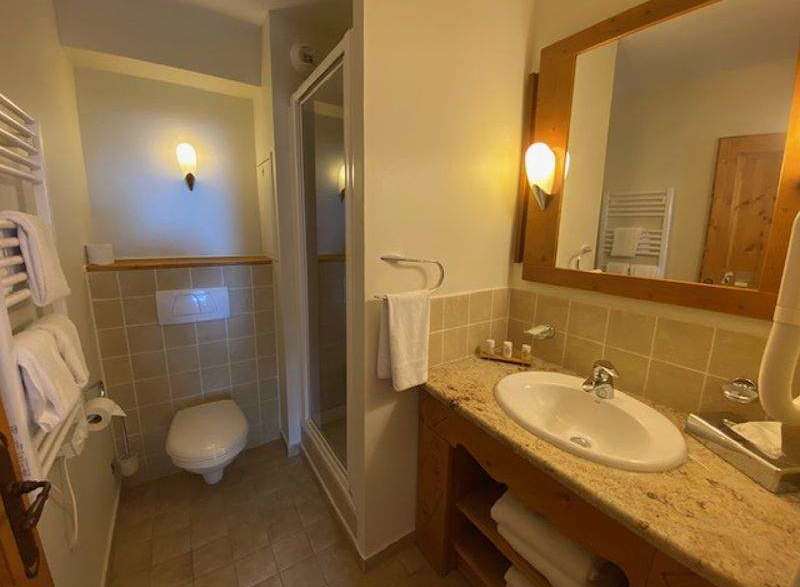 This cozy bathroom features a stylish sink and vanity, perfect for your daily routines.
