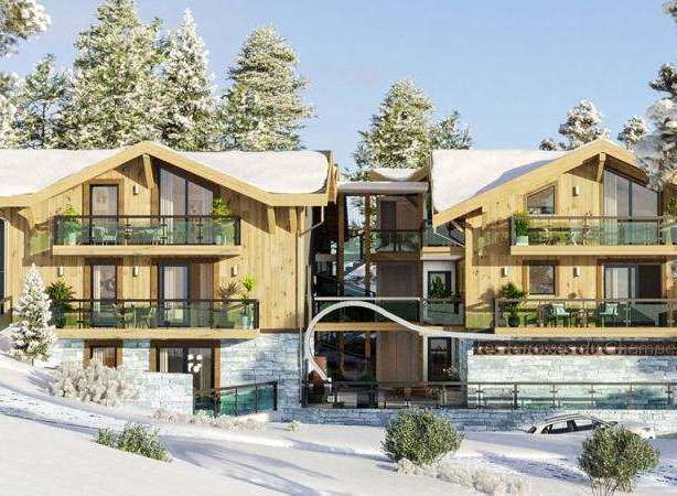 Discover the charm of this stunning chalet nestled in a winter wonderland.