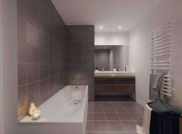 Step into a modern bathroom oasis.