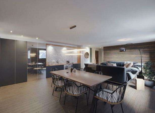 Experience modern living in this stylish property, featuring a spacious dining area perfect for entertaining.