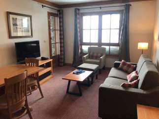 Cozy living space featuring a comfortable sofa and armchair, perfect for relaxation.