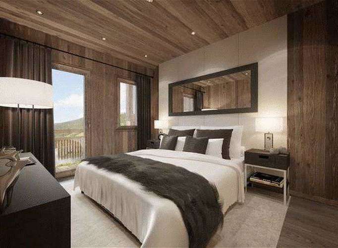 Experience rustic elegance in this stunning bedroom.