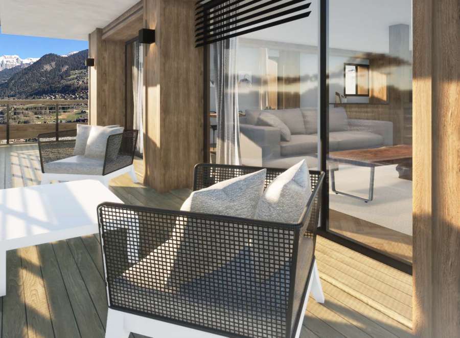Enjoy breathtaking mountain views from this stunning balcony.