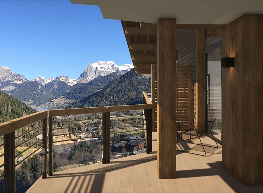 Experience breathtaking mountain views from this luxurious balcony.