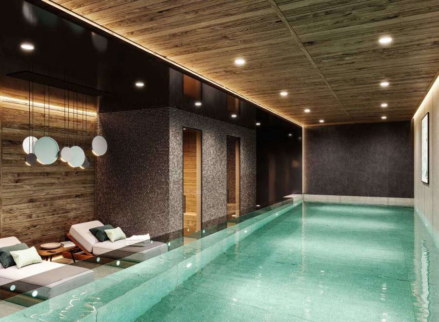 Indulge in the ultimate relaxation experience at this luxurious indoor pool.