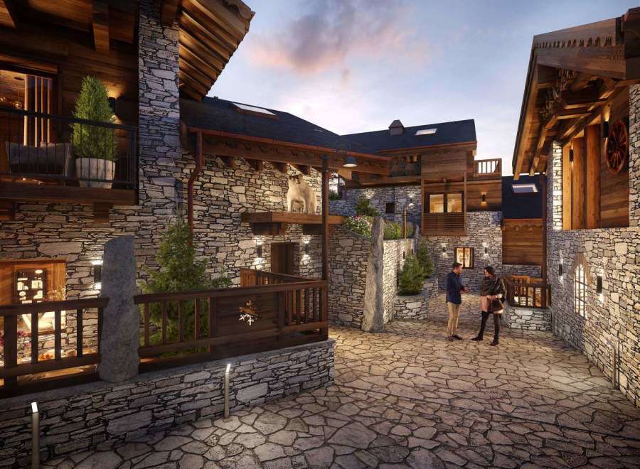 Discover the charm of this stunning stone-clad property, showcasing exquisite wooden accents and a warm, inviting atmosphere.