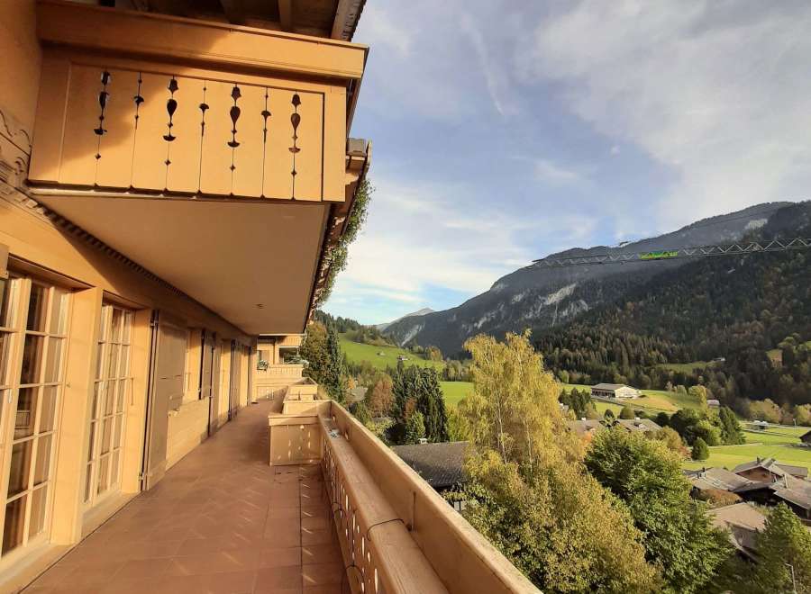 Enjoy breathtaking mountain views from this stunning balcony.