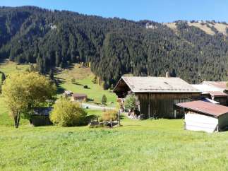 Nestled in a picturesque landscape, this property boasts charming wooden structures.