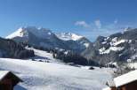 Experience the breathtaking beauty of the Swiss Alps in this stunning winter landscape.