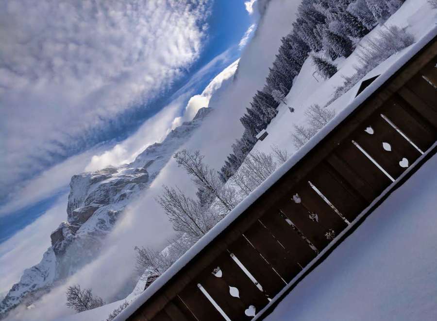 Experience the breathtaking beauty of the snow-covered mountains from this stunning property.