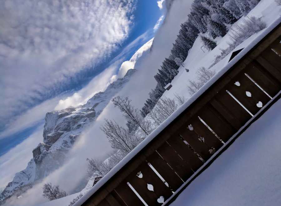 Experience the breathtaking beauty of the snow-covered mountains from this stunning property.