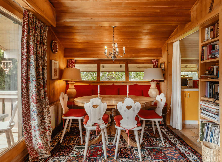 Step into a cozy dining room with a rustic charm.