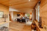 Step into a cozy, wood-paneled haven.