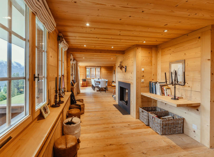 Experience the warmth of this stunning wooden interior.