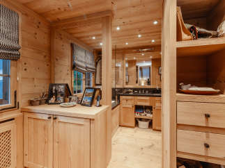 Step into a world of rustic elegance with this stunning wooden interior.