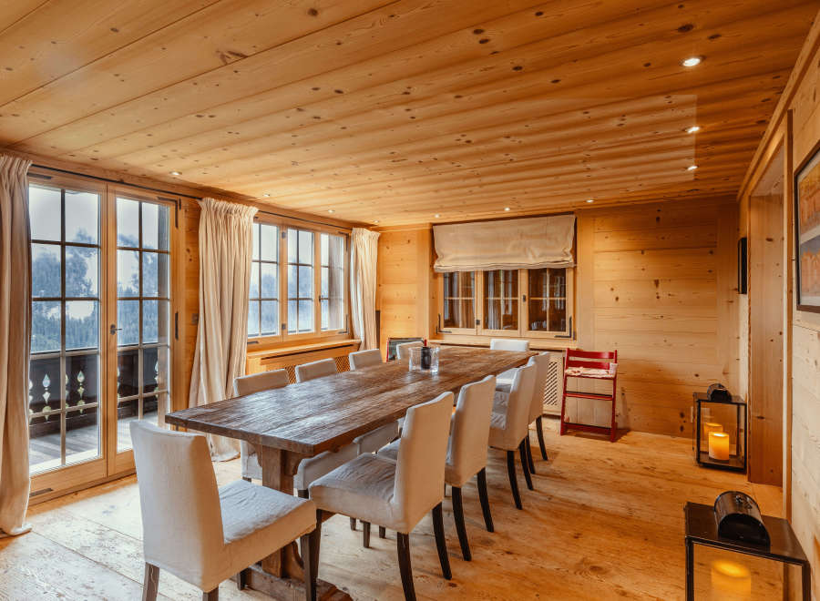 Experience rustic elegance in this stunning dining room.