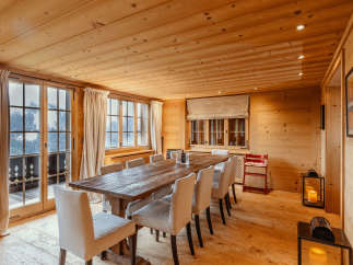 Experience rustic elegance in this stunning dining room.