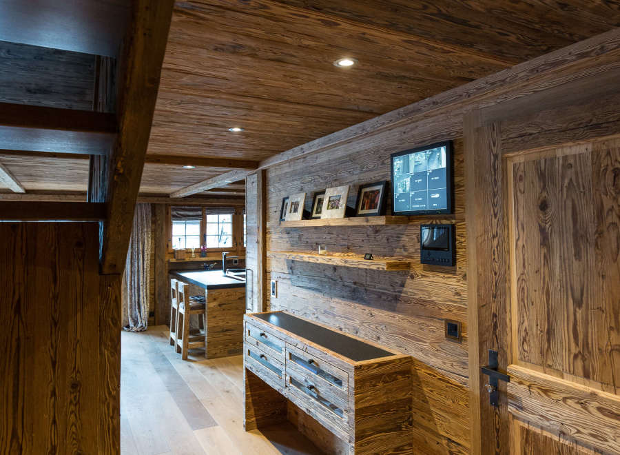 Step into rustic elegance with this stunning wooden interior.