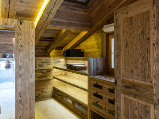 Step into rustic elegance with this stunning wooden interior.
