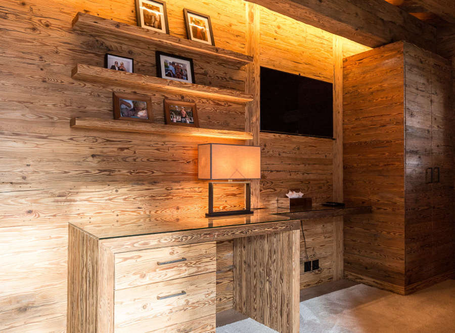 Experience rustic elegance in this stunning wooden interior.