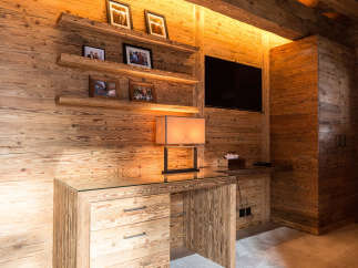 Experience rustic elegance in this stunning wooden interior.