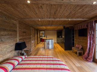 Experience rustic elegance in this stunning chalet-style interior.