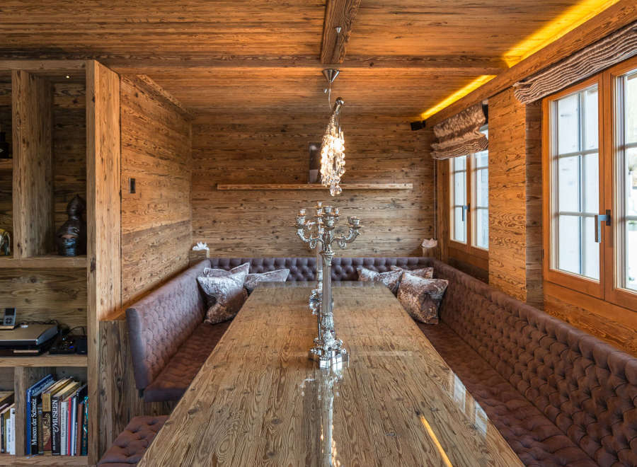 Experience rustic elegance in this stunning dining room.