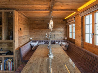 Experience rustic elegance in this stunning dining room.
