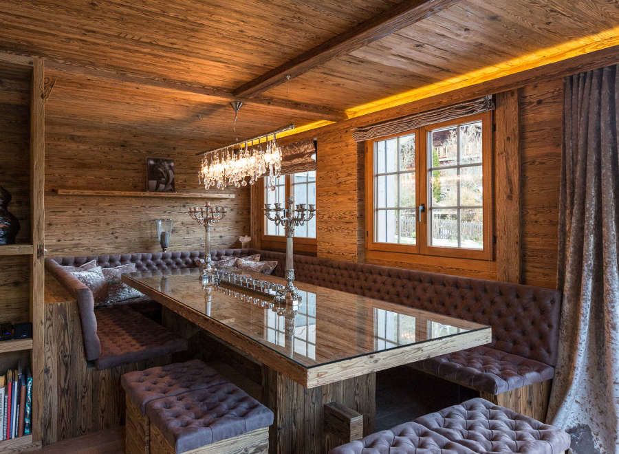 Experience rustic elegance in this stunning dining room.