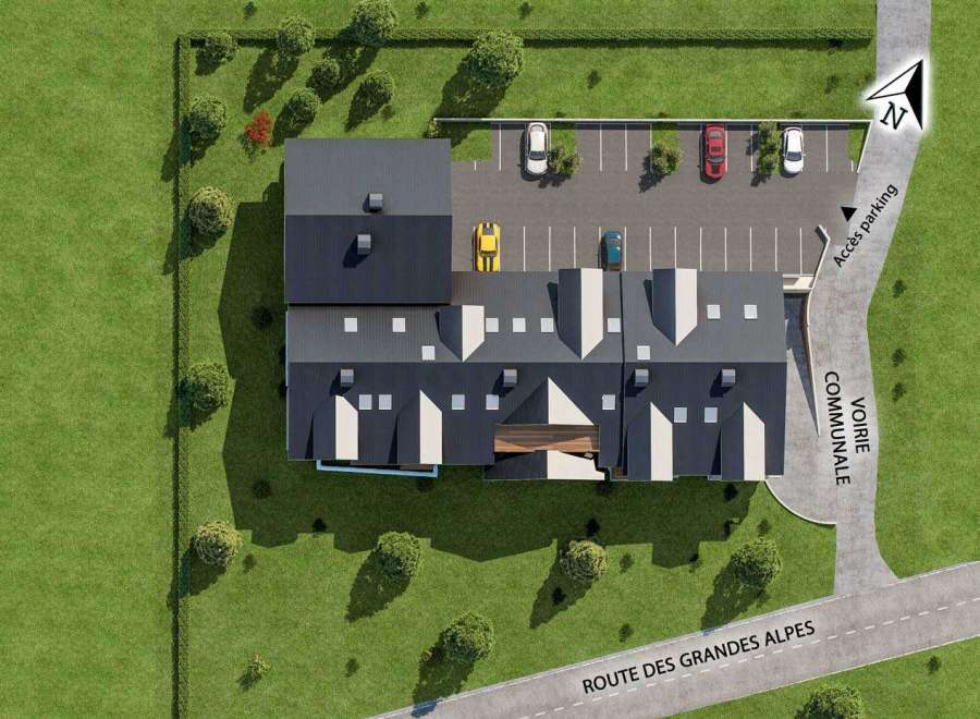 Discover a modern property with ample parking and a convenient access road.