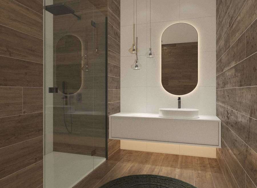 Step into a modern bathroom oasis.