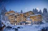 Experience the ultimate winter escape in these stunning wooden chalets nestled in a snowy landscape.
