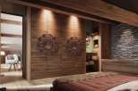 Experience rustic elegance in this stunning bedroom.