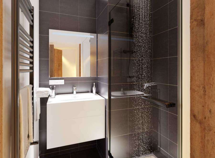 Step into a modern bathroom oasis.