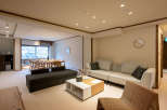 This stunning vacation rental boasts an open-concept living and dining area, perfect for entertaining.