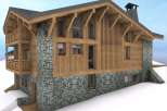 Discover the charm of this stunning mountain chalet, featuring a beautiful stone facade and warm wooden accents.