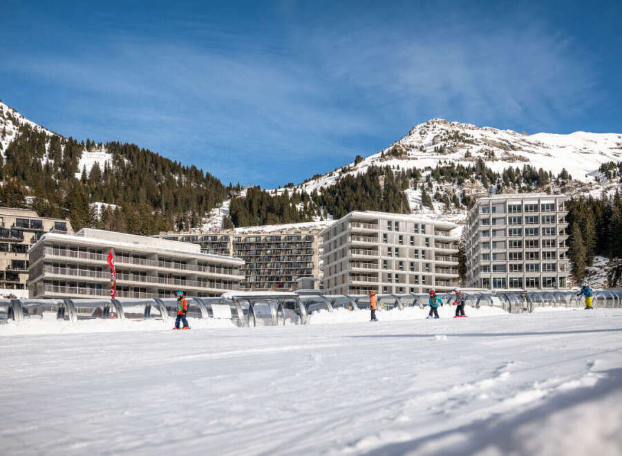 Luxury ski-in/ski-out apartments in the heart of the Swiss Alps.
