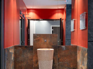 Step into a modern oasis with this stunning bathroom design.