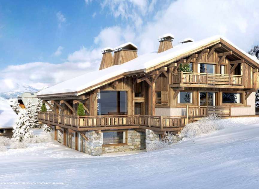Luxury chalet in the French Alps with stunning mountain views.