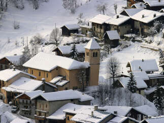 Nestled in a picturesque winter wonderland, this charming village offers a unique blend of rustic architecture and serene landscapes.