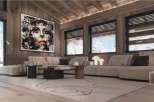 Luxury chalet with stunning mountain views and spacious living area.