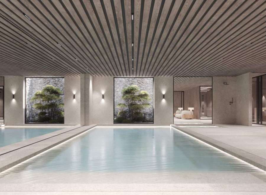 Indulge in tranquility at this luxurious property featuring a stunning indoor pool and spa.
