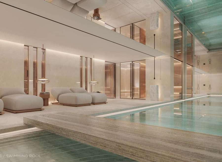 Indulge in luxury with this stunning indoor swimming pool and spa.